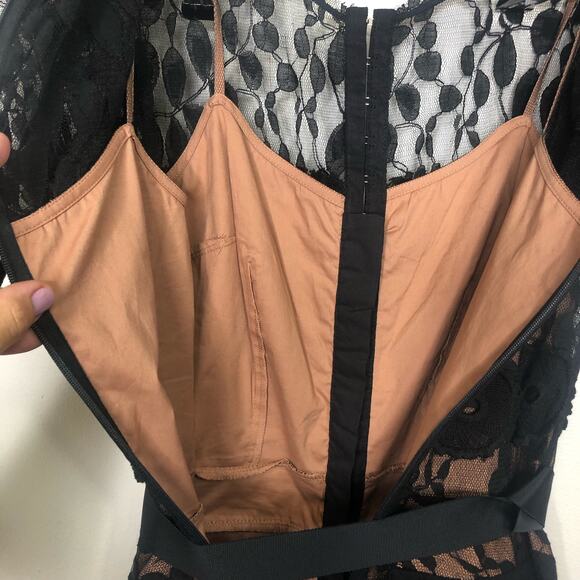 Anthropologie Byron Lars Carissima Dress Pencil Column Illusion Black Lace 0 - Picture 7 of 8